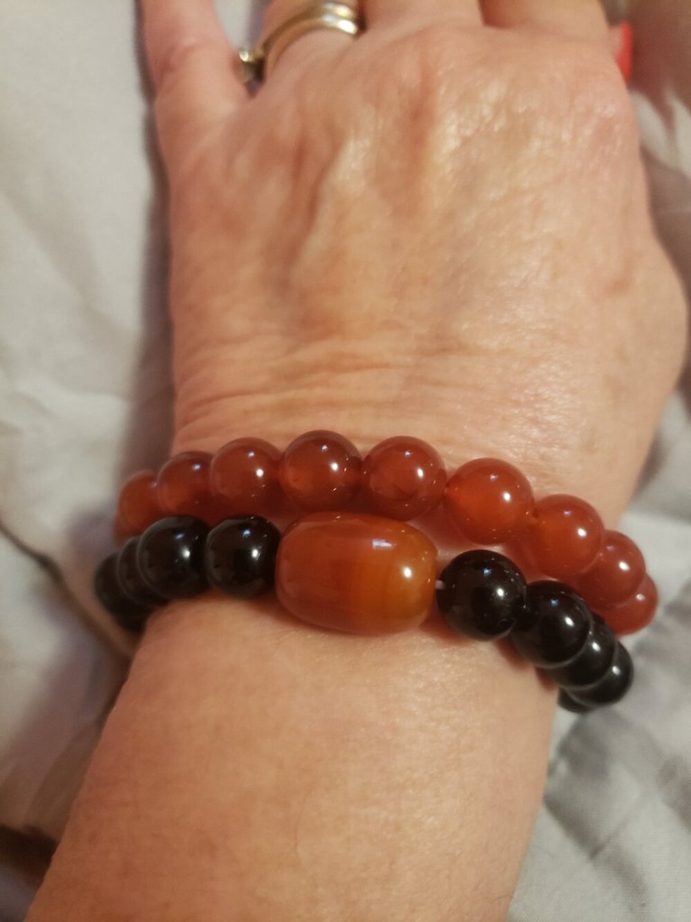 Bundle of two Beaded gemstone bracelets.